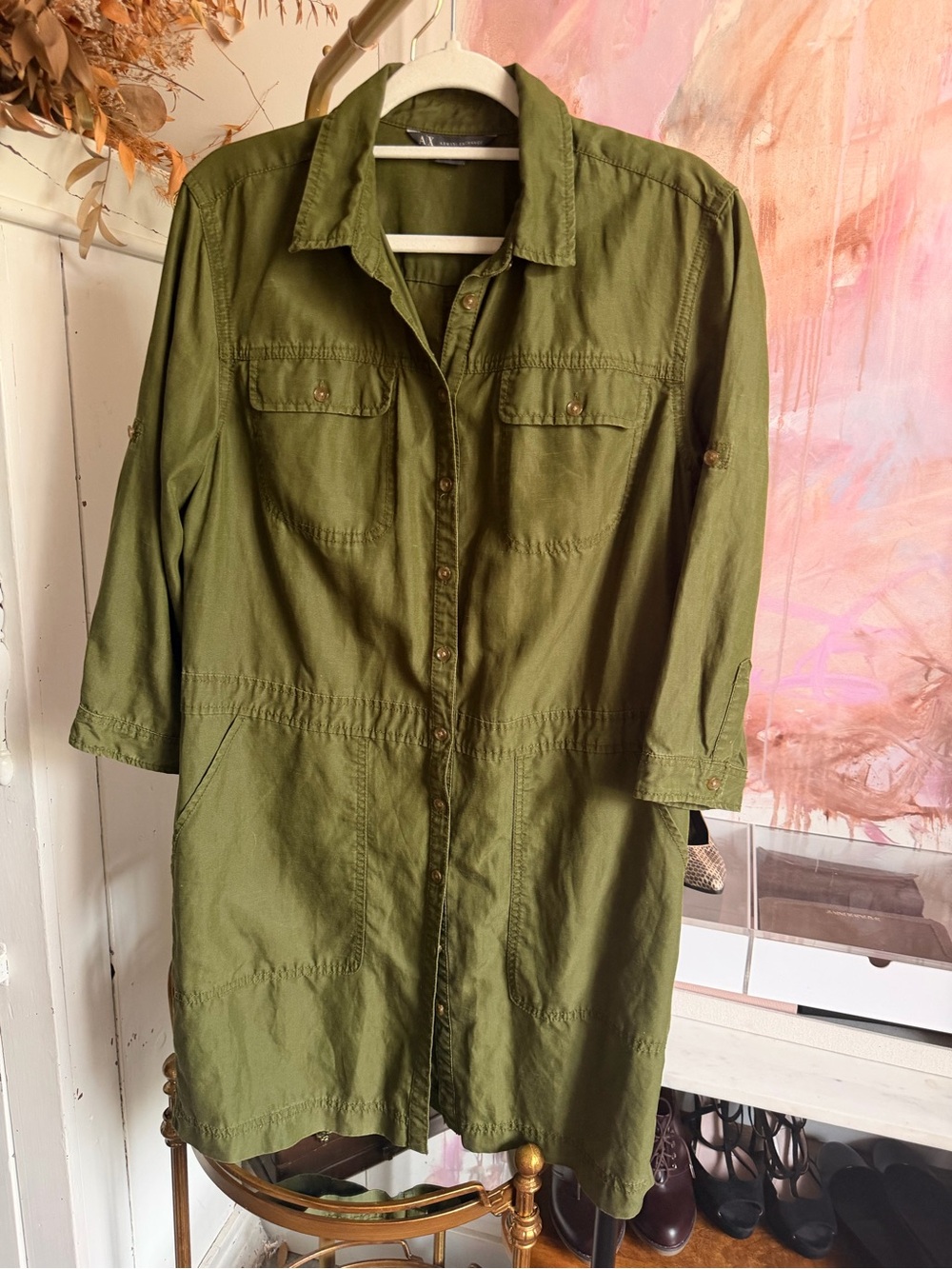 Armani Exchange Olive Green Utility Shirt Jacket
